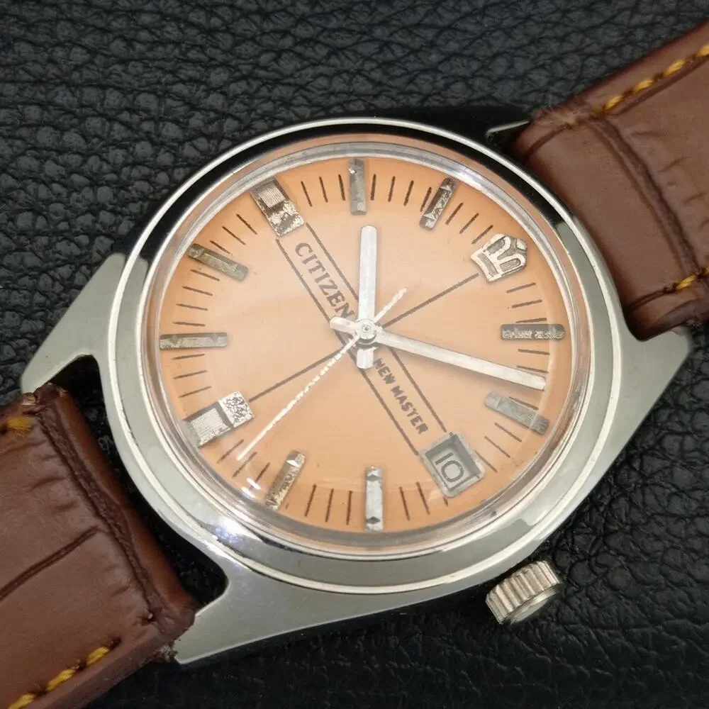 Vintage 1971 Citizen Manual Wound Mens Silver Watch W/Date & Silver accents